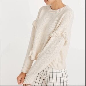 Madewell Cream Fringe Textured Knit Sweater – Size XS